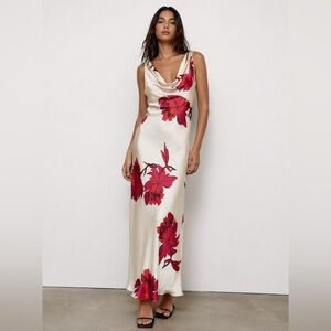 NWT Zara Floral Print Midi Dress